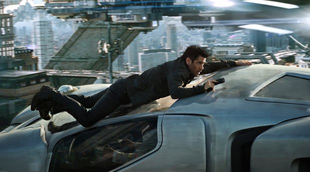 Car chase sequence from Total Recall. Image © 2012 Columbia Pictures Industries, Inc. All rights reserved.