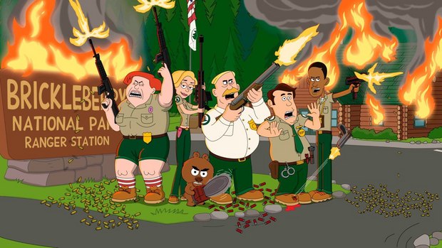 The happy, self actualized group of rangers who run Brickleberry National Park. All images courtesy of Comedy Central.