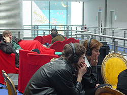 Attendees view films in the screening lounges set up inside the atrium area. Photo courtesy of Cartoon.
