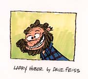 A caricature of Larry Huber by Dave Feiss, the creator/director of Cow & Chicken.