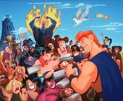 In the film, Hercules becomes a celebrity and a merchandising phenomenon, proving Disney can playfully poke fun at their own game. © Disney Enterprises, Inc. All rights reserved.