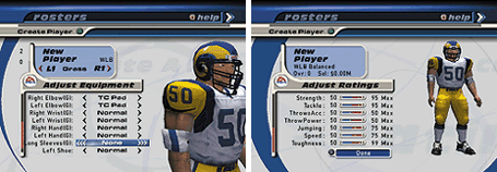 Screen shots of Madden NFL 2001's player profiles. © Electronic Arts.