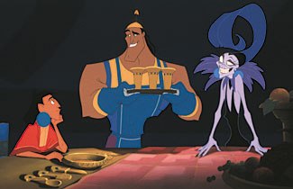 Mistaken identity is used as a comedy device in The Emperor's New Groove. © Walt Disney Pictures. All rights reserved.