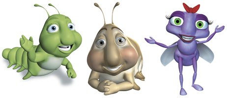 Hermie & Friends is the number two religious entertainment brand name after VeggieTales. From left to right: Hermie, Flo and Wormie. © Tommy Nelson.
