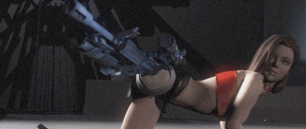 The Planet Terror segment of Grindhouse features a unique pistol-packing mama. Once the gunleg design was approved and built, Eyetronics scanned and built a CG model. All images courtesy of Dimension Films. 