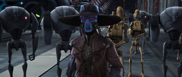 Bounty hunters change the dynamic in season two. New facial rigs have provided more expressive performances. TM &amp; ©2009 Lucasfilm Ltd.