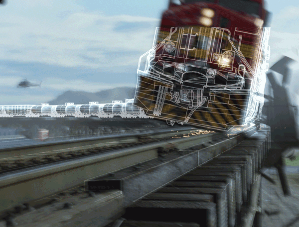 A photoreal CG train was necessary for dangerous situations. Images courtesy of Fox.