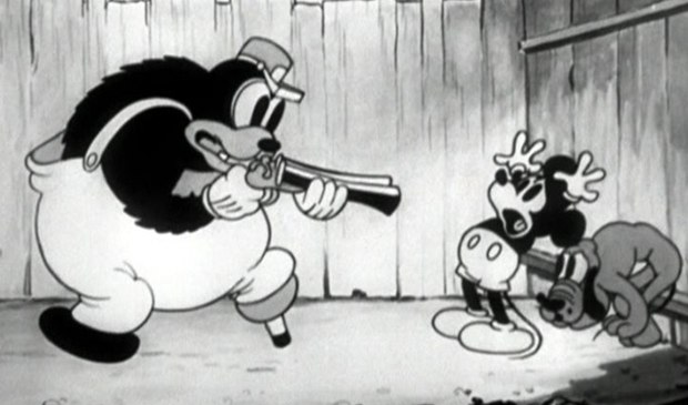 One of the many times Mickey Mouse squared off against Pegleg Pete. Courtesy of Walt Disney Co.