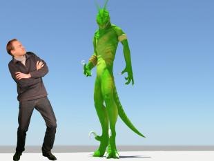 Alex Williams pictured with a visual effects character