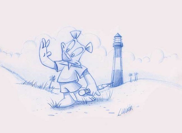 Another Ty B. Bear drawing in blue animation pencil.