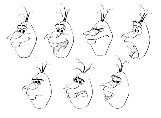 Olaf facial model sheet.