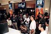  Crowds gather at the showroom entrance at  DV `97. Photo courtesy of Miller Freeman.   photographer Mark Madeo.