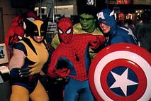 Costumed Marvel characters entertained attendees of Comic Con `97 in San Diego. Characters © Marvel Entertainment. Photo courtesy of Comic Con International.