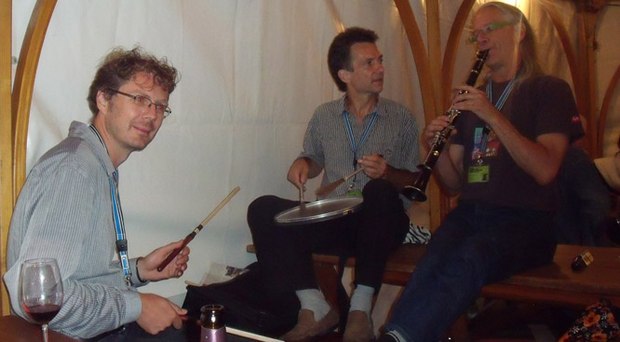 Daniel Suljic, Rolf Bachler and Nik playing on closing night