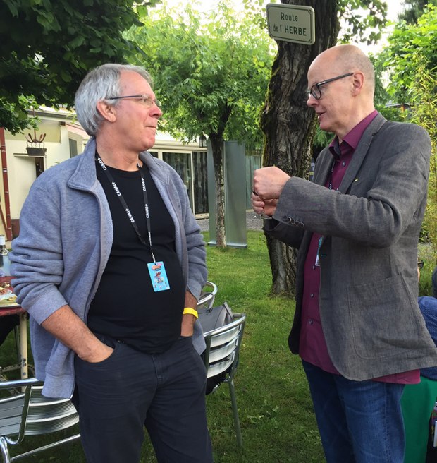 Marc Bertrand, NFB producer and Thomas Meyer Hermann of Studio Film Bilder at the German picnic