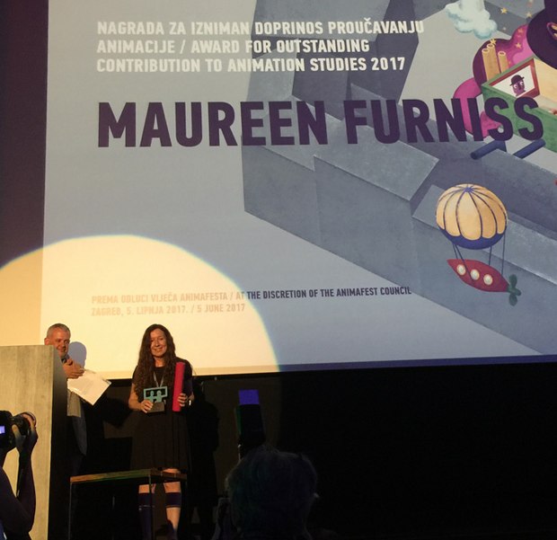 Maureen Furness receiving her award for Outstanding Contribution to Animation Studies