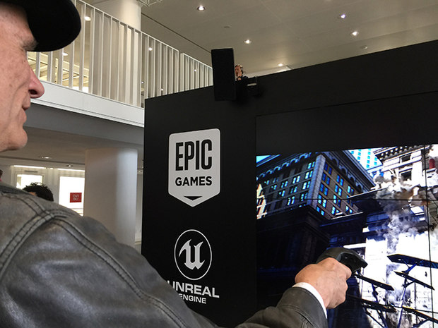 Nik trying out one of Epic Games offerings at the FMX boot