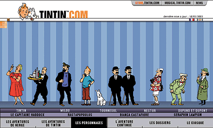 The full cast of characters from the peripatetic world of Tintin. © Moulinsart, Nocopy.