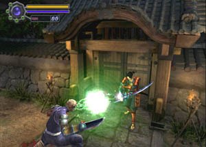 In this classic story, the valiant swordsman must rescue the kidnapped princess in Genma Onjmusha. Genma Onjmusha is a trademark of Capcom, Co., Ltd.