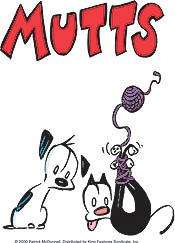 In Mutts, Patrick McDonnell tips his hat to the style of George Harriman. © 2002 Patrick McDonnell. Published online by permission of King Features Syndicate.