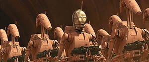 Is C3PO a digital image or a hard surface model here? With ILM's mastery in both CGI, puppet and model making, it's hard to tell. © Lucasfilm Ltd. & TM. All rights reserved. Digital work by Industrial Light & Magic.