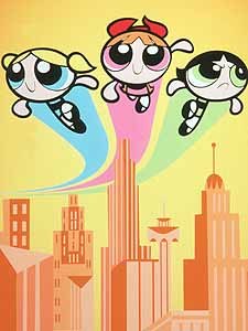 Even with regularly soiled smocks and scuffed shoes, the Powerpuff Girls manage to look good and stay under budget on wardrobe. © AOL Time Warner.