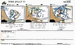 A storyboard panel from FernGully2. Also included with this article is a supplement of several more storyboard panels