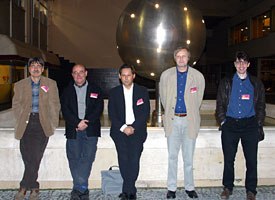 The 2002 jury was comprised of (left to right): István Orosz (Hungary); Manuel Otero (France); João Antunes (Portugal/ President of the jury); Jiri Barta (Czech Republic) and Mark Baker (United Kingdom).