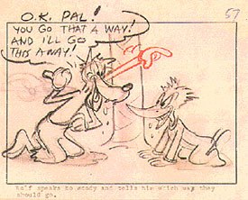 Shamus Culhane could take on any challenge in animation. Here is a storyboard frame from his Fairweather Friends (Walter Lanz, 1946). Courtesy of Mark Kausler. © Walter Lanz Productions.