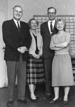 My first day at the Prague studio (Oct. 10, 1959) with (left to right) Bill Snyder, Lulka Kopená (Zdenkas secretary), me and Zdenka.