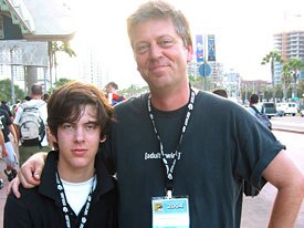 Comic-Con is a family affair for Craig Bartlett (right) and his son.
