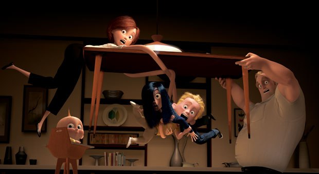With animators controlling the facial movements of the characters, expressions are clear and broad with the Parr family.