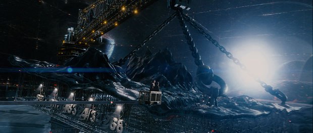 The Planet Factory sequence, an all-digital creation, was the most fun, successful and challenging effect. The vfx team worked on the sequence from the beginning of production all the way through post.