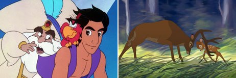 In 1994, the Walt Disney Co. created The Return of Jafar (left), a direct-to-video sequel to Aladdin. A recent release is this years Bambi II. © Disney. All rights reserved.