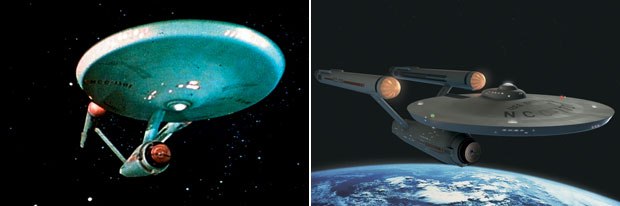 One of the toughest challenges was to improve the quality of the vfx without losing the flavor of the original Enterprise (left). The production style, the style of cinematography and the style of editing were all treated respectfully.