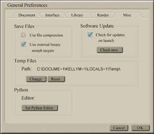 [Figure 4] Misc panel of the General Preferences dialog box.