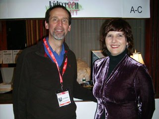 David Kleeman, president of American Center for Children and Media, catches up with Crystal Cook, the director of the Geena Davis Institute of Gender in Media. Courtesy of Donna Bulford.