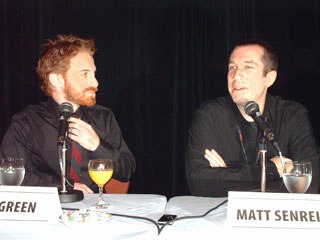 Seth Green and Matthew Senreich regale a capacity crowd at the Television Animation Conference with tales of the creation of Robot Chicken. Photo credit: Janet Hetherington.