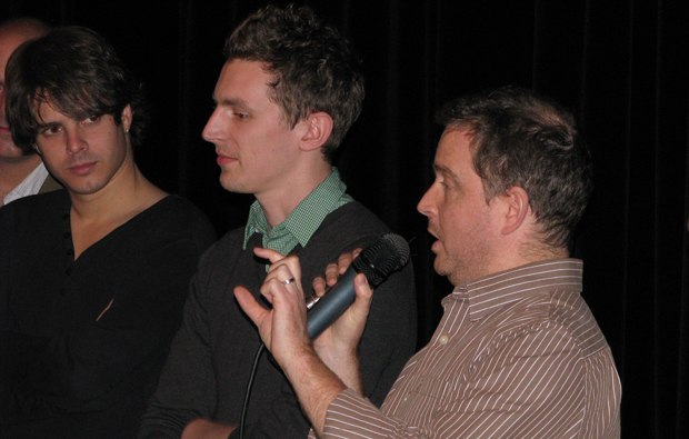 Granny O'Grimm's Sleeping Beauty producer Darragh O'Connell (r) fields questions during the Q&A.