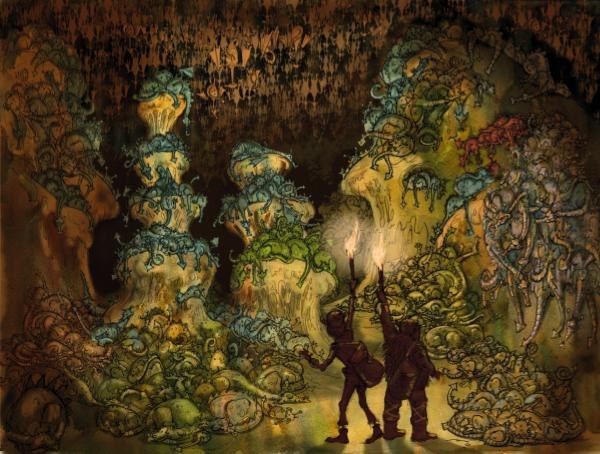 An early design sketch of the dragon's nest in 'How to Train Your Dragon'