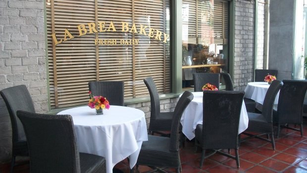 Once the main office for Charlie Chaplin's studio, the restaurant, Campanile, butts up against the original La Brea Bakery.