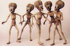 Models used for Martians in Tim Burton's Mars Attacks!, from Mars Attacks! The Art of the Movie by Karen R. Jones, © 1996 Warner Bros.