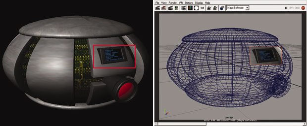 Select a region (left) of the rendered image. A snapshot in the Render view (right).