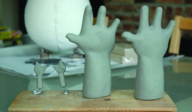 [Figure 3.58] Clay sculpts of hands for Ava and Charlie.