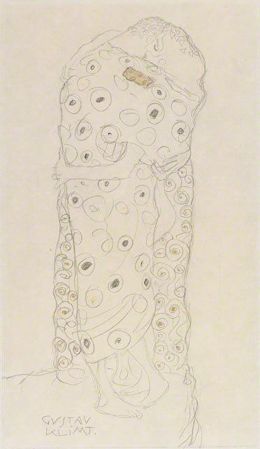 Standing Couple Embracing (Study for The Kiss), 1907–8, Gustav Klimt.