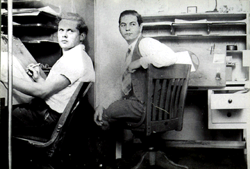 Ralph Hulett animating on the left, with a colleague at Disney Studios, 1939.